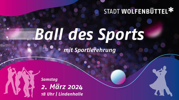 Veranstaltungsplakat für den Ball des Sports mit Sportlerehrung am 2. März 2024